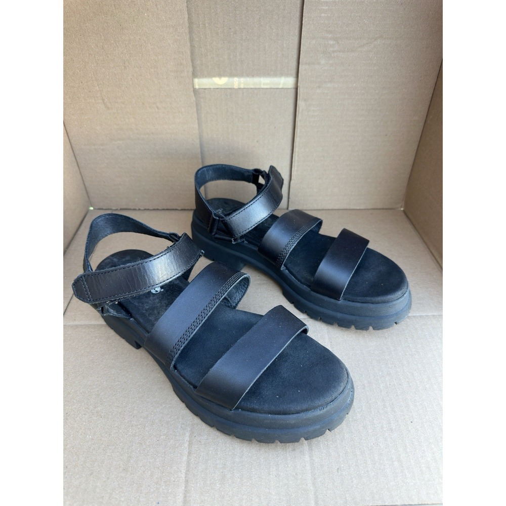 Timberland Women's Black Strappy Platform Sandals Size 8.5 Chunky Lug Sole A6846